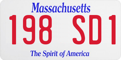MA license plate 198SD1