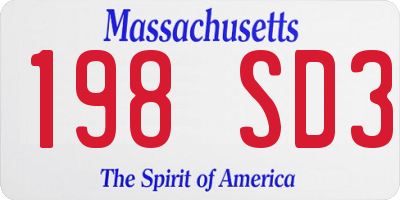MA license plate 198SD3