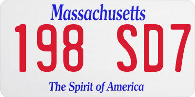 MA license plate 198SD7