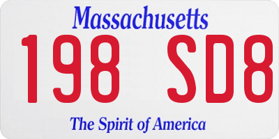 MA license plate 198SD8