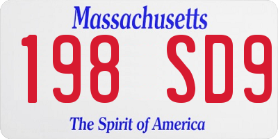 MA license plate 198SD9