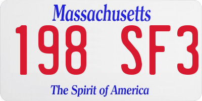 MA license plate 198SF3
