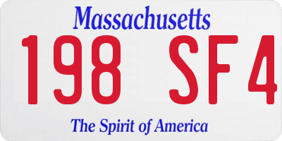 MA license plate 198SF4