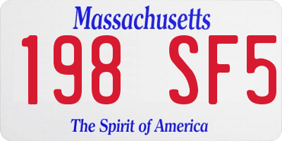 MA license plate 198SF5
