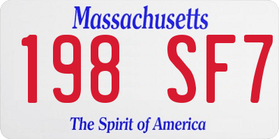 MA license plate 198SF7