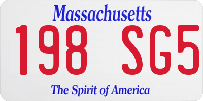 MA license plate 198SG5