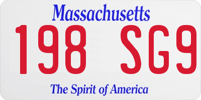 MA license plate 198SG9