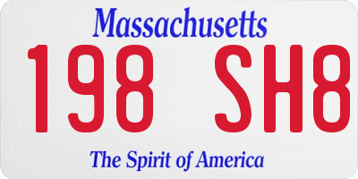 MA license plate 198SH8