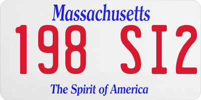 MA license plate 198SI2