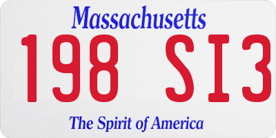 MA license plate 198SI3