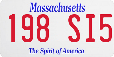 MA license plate 198SI5