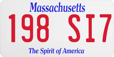 MA license plate 198SI7