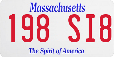 MA license plate 198SI8
