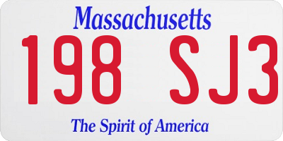 MA license plate 198SJ3