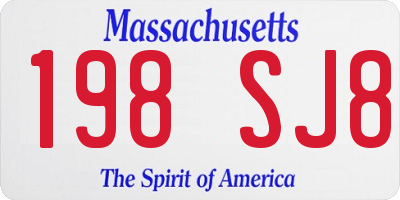 MA license plate 198SJ8
