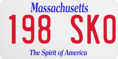 MA license plate 198SK0