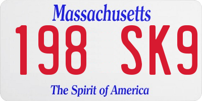 MA license plate 198SK9