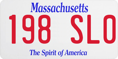 MA license plate 198SL0