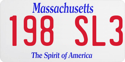 MA license plate 198SL3
