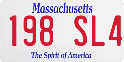 MA license plate 198SL4