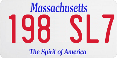 MA license plate 198SL7