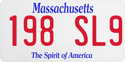 MA license plate 198SL9