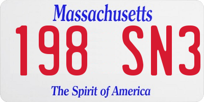 MA license plate 198SN3