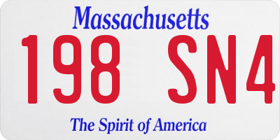 MA license plate 198SN4