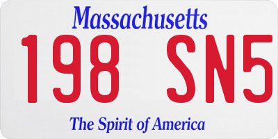MA license plate 198SN5