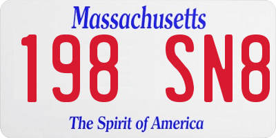 MA license plate 198SN8