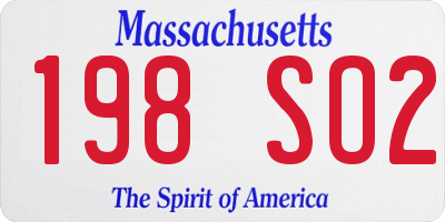 MA license plate 198SO2