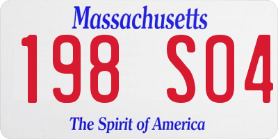 MA license plate 198SO4