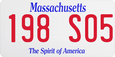 MA license plate 198SO5