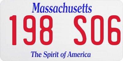 MA license plate 198SO6