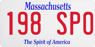 MA license plate 198SP0