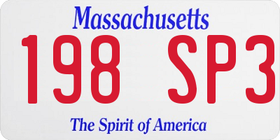 MA license plate 198SP3