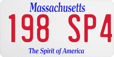 MA license plate 198SP4