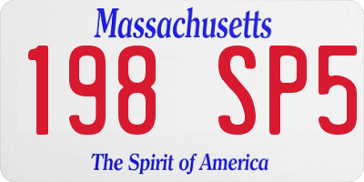 MA license plate 198SP5