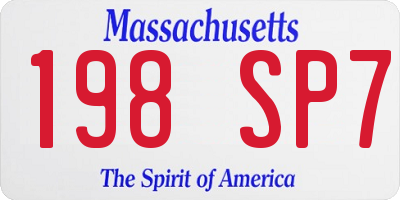 MA license plate 198SP7