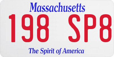 MA license plate 198SP8