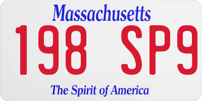 MA license plate 198SP9