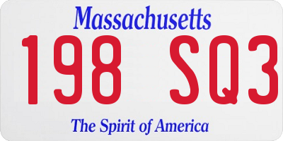 MA license plate 198SQ3
