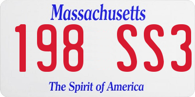 MA license plate 198SS3