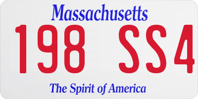 MA license plate 198SS4