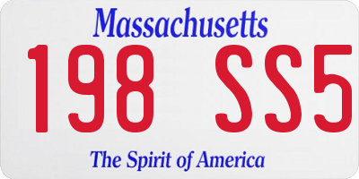 MA license plate 198SS5