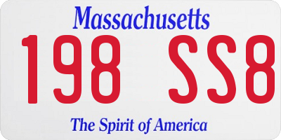 MA license plate 198SS8