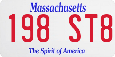 MA license plate 198ST8