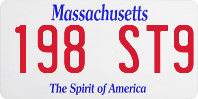 MA license plate 198ST9