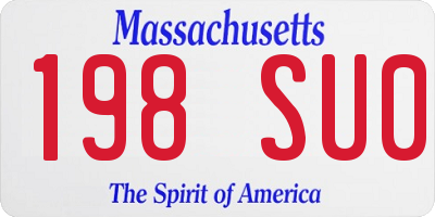 MA license plate 198SU0