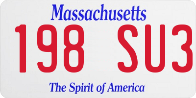 MA license plate 198SU3